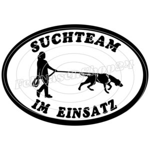 Suchteam im Einsatz (Hund mit Mantrailinggeschirr)