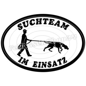 Suchteam im Einsatz (Hund mit Mantrailinggeschirr)